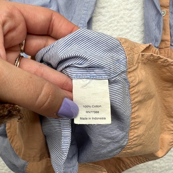 J. Crew | Pinstripe Tunic with Pockets and Tan Accents Long Sleeve Size XS - Picture 11 of 14